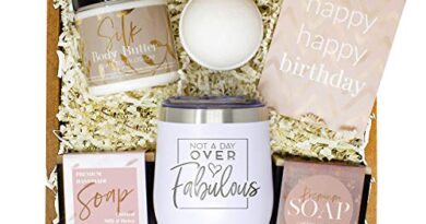 Birthday Gifts for Women - Best Relaxing Spa Gift Box Basket for Wife Mom Sister Girlfriend Best Friend Mother - Bday Bath Set w/Tumbler - Gifts Basket Care Package Present for Her Happy Birthday