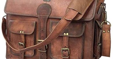DHK 18 Inch Vintage Handmade Leather Messenger Bag Laptop Briefcase Computer Satchel bag For Men (DARK BROWN)