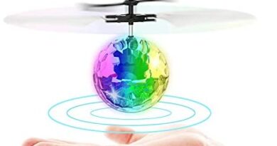 Flying Toy Ball Infrared Induction RC Flying Toy Built-in LED Light Disco Helicopter Shining Colorful Flying Drone Indoor and Outdoor Games Toys for 1 2 3 4 5 6 7 8 9 10 Year Old Boys and Girls