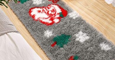 Foxmas Soft Christmas Rug Santa Claus Area Rug Gift for Holiday Décor Fluffy Plush Shaggy Doormat Anti-Skip Carpets for Indoor Garden Kitchen Bedroom Entrance Front Door, 2ft x 6ft, Grey