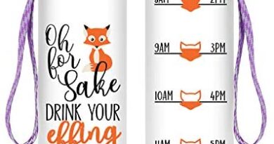 LEADO 32oz 1Liter Motivational Tracking Water Bottle with Time Marker - for Fox Sake Drink Your Effing Water - Funny Birthday, Christmas Gifts for Women, Friends, Coworkers, Wife, Mom, Daughter, Her