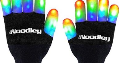 The Noodley Flashing LED Finger Light Gloves with Extra Batteries - Kids and Teen Sized Ages 8-12 (Medium, Black)
