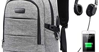 Travel Laptop Backpack, AMBOR 15.6-17.3 Inch Anti Theft Business Backpack with USB Charging Port and Headphone Interface,Large Computer Backpack School Daypack Backpack for Women and Men-Grey