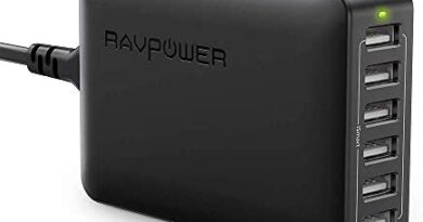 USB Charger RAVPower 60W 12A 6-Port Desktop USB Charging Station with iSmart Multiple Port, Compatible iPhone 11 Pro Max XS Max XR X 8 Plus, iPad Pro Air Mini, Galaxy S9 Edge, Tablet and More (Black)