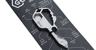 Geekey Multi-tool – Key shaped pocket tool for your keychain w/bottle opener, screwdriver, ruler, wrench, bit driver, file, bike spoke key - stainless steel and TSA friendly.