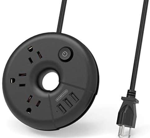 Power Strip with USB, NTONPOWER Travel Charging Station, 3 Outlets 3 USB Desk Organizer,5 ft Short Travel Extension Cord,Compact for Cruise Home and Dorm Room-Black