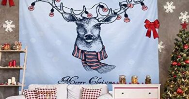 Xmas Tapestry Decoration Wall Hanging-(2020 NEW) Bedroom Dorm Living Dining Room Holiday Elk Lamp Bulb Scarf Christmas Blessing Simple Ins Style Big Large Small Background Cloth Curtains Gift Teen XXL